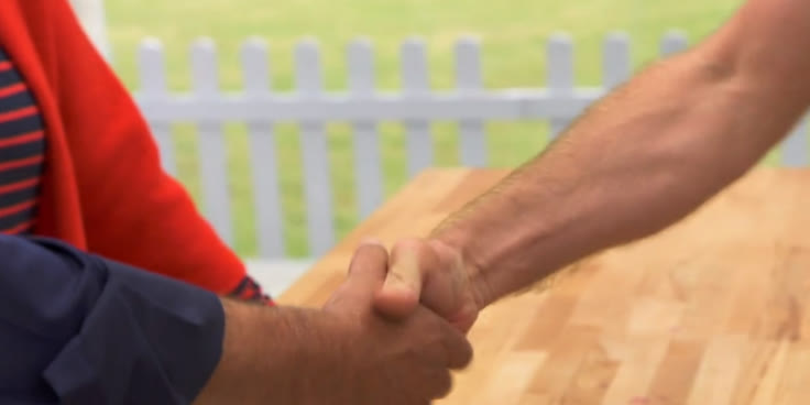 Handshake moment with Steven Carter-Bailey
