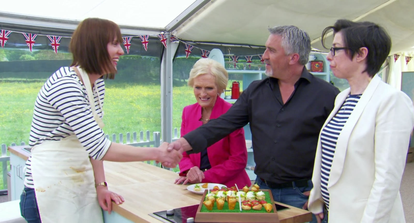 Handshake moment with Frances Quinn